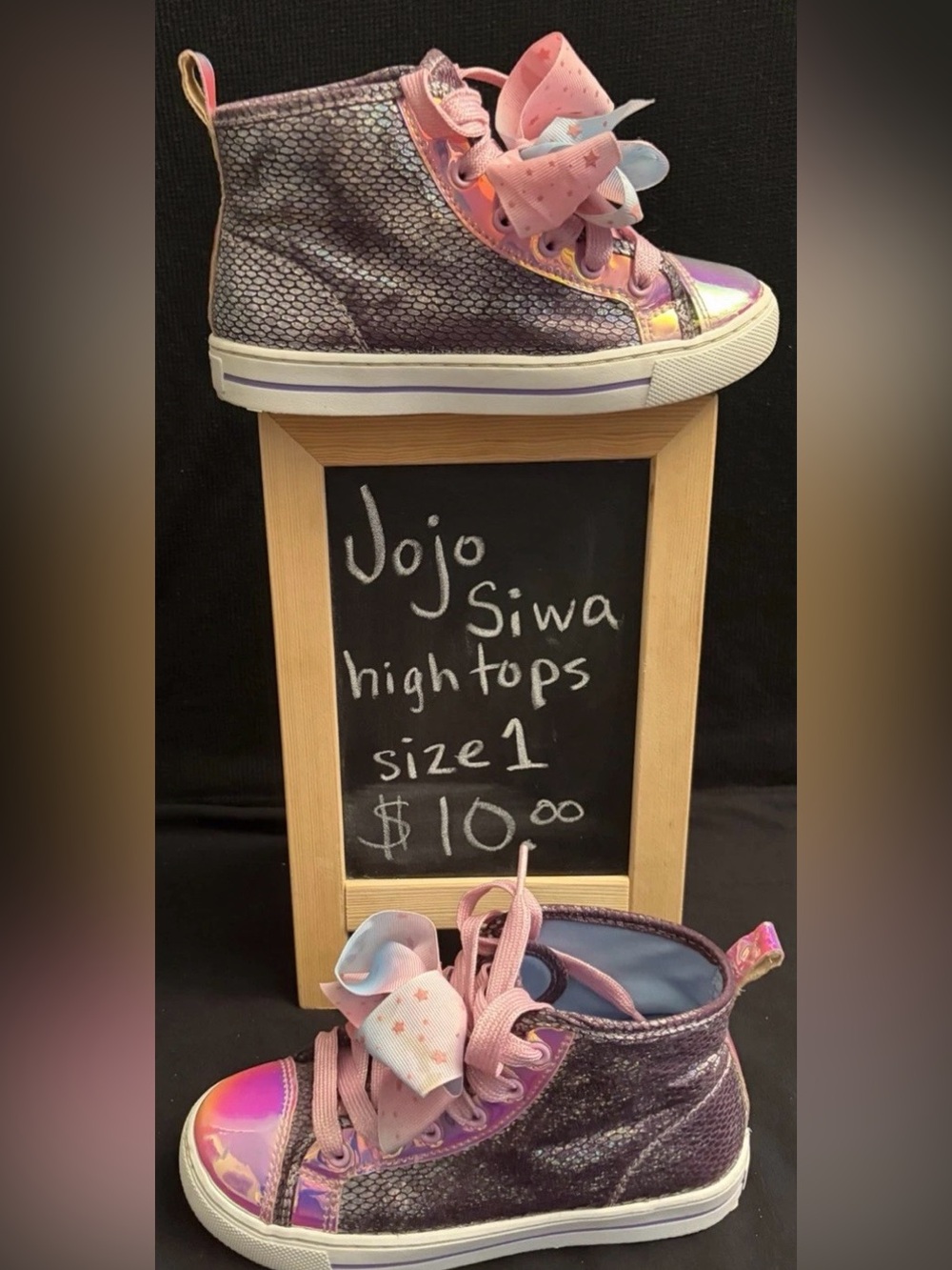 JoJo Siwa Purple and Pink High-Top Kids Sneakers with Iridescent Toe